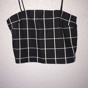 Black and white striped crop top